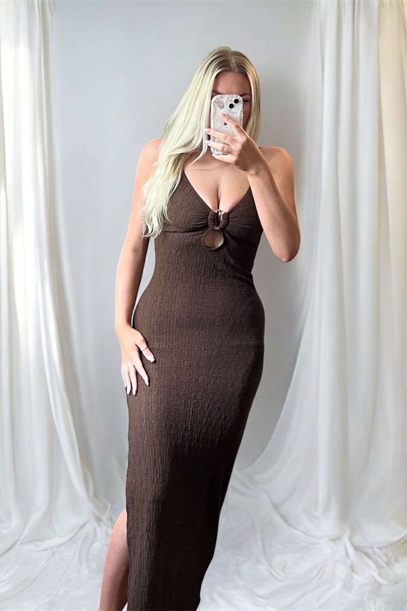 Golden Ring Cut Out Cami Style Dress