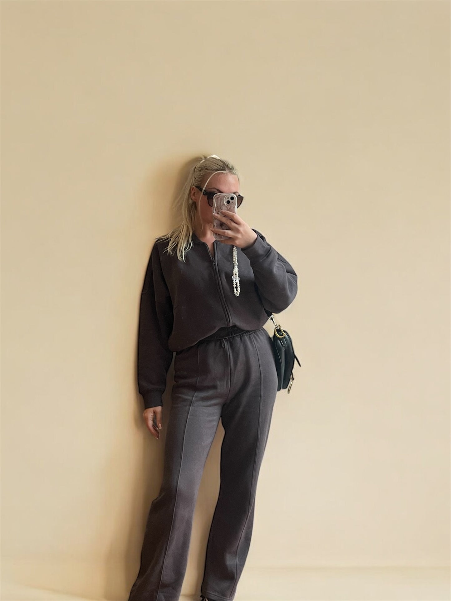 Brooke- Bomber style jacket co ord tracksuit with straight joggers - Powder Blue