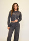 Wide Leg Cinched waist  Co-Ord Tracksuit - Slate Grey