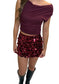 Sequin Mini Skirt - Burgundy
