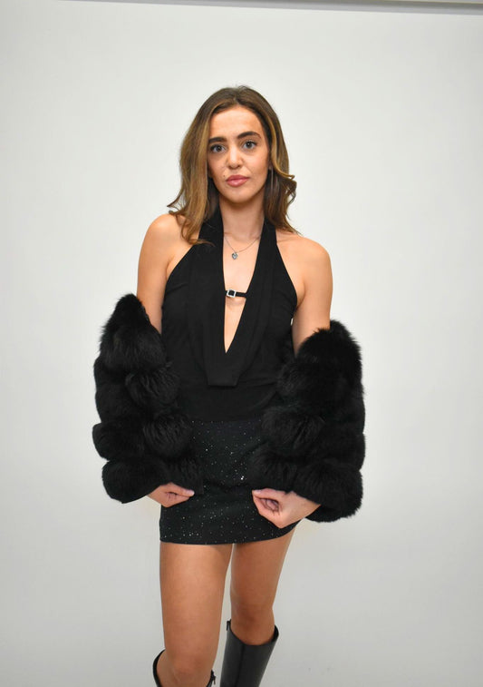 A Line Silver Studded Skirt - Black