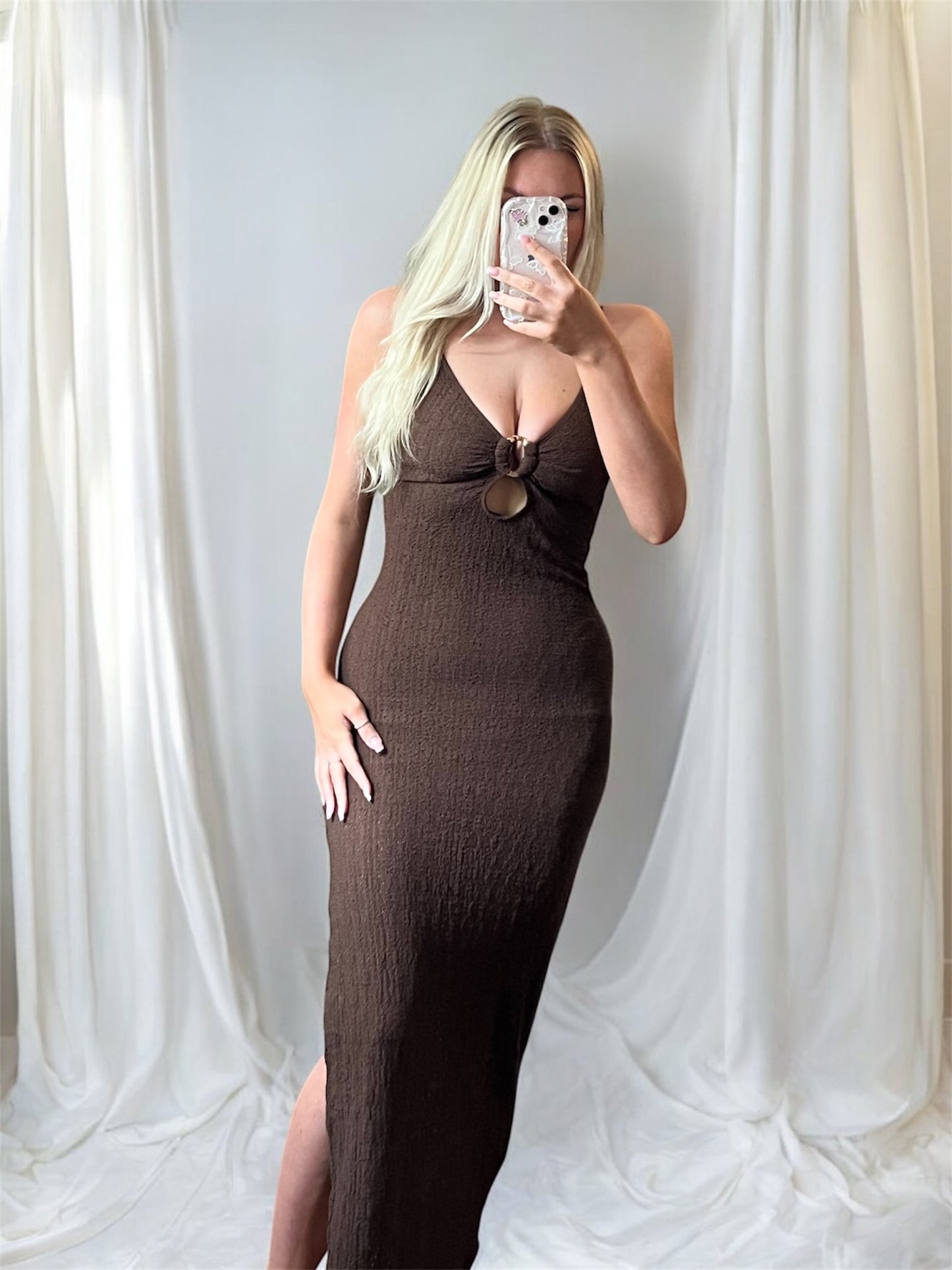 Golden Ring Cut Out Cami Style Dress