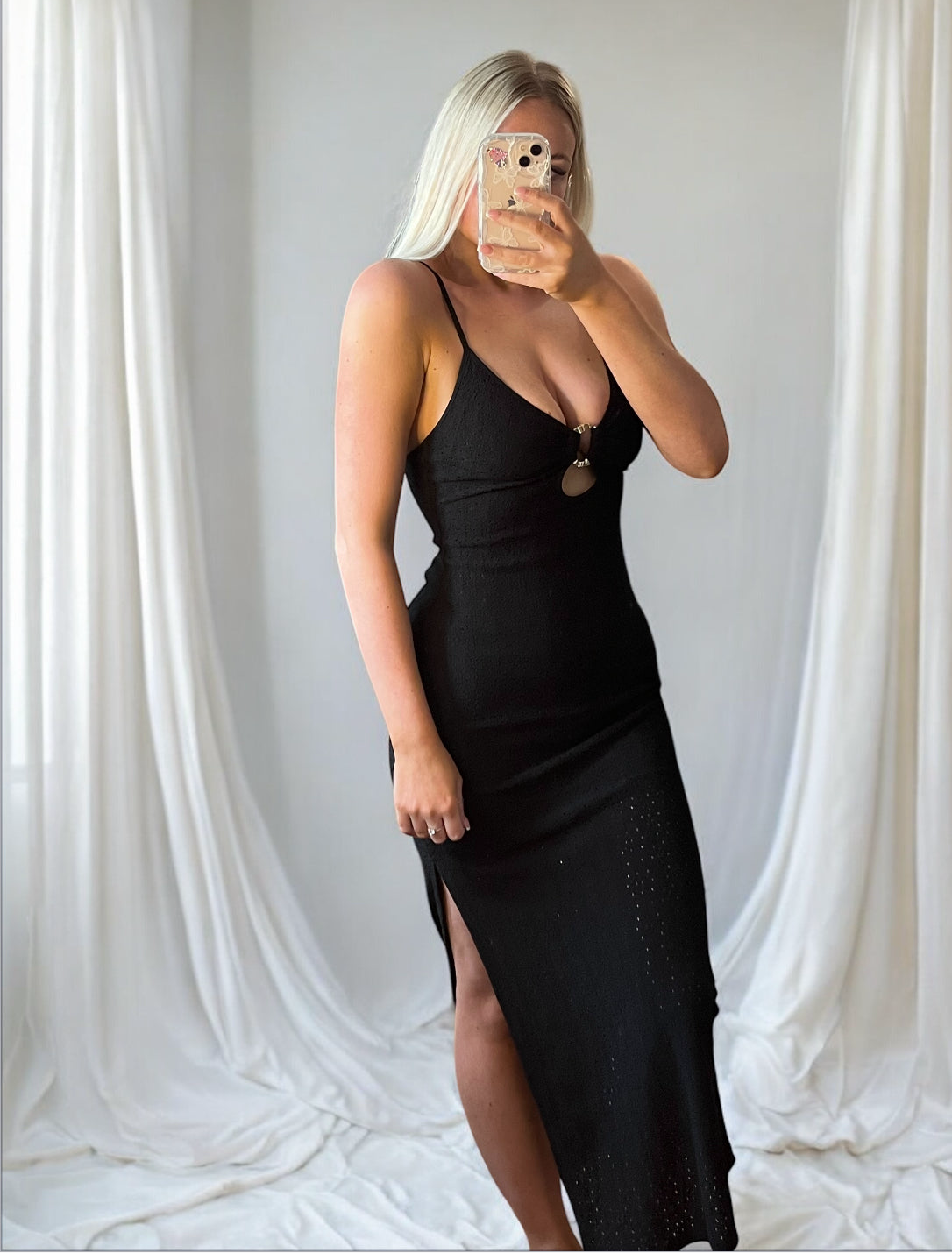 Golden Ring Cut Out Cami Style Dress