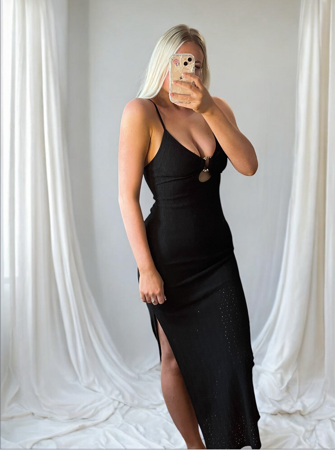 Golden Ring Cut Out Cami Style Dress