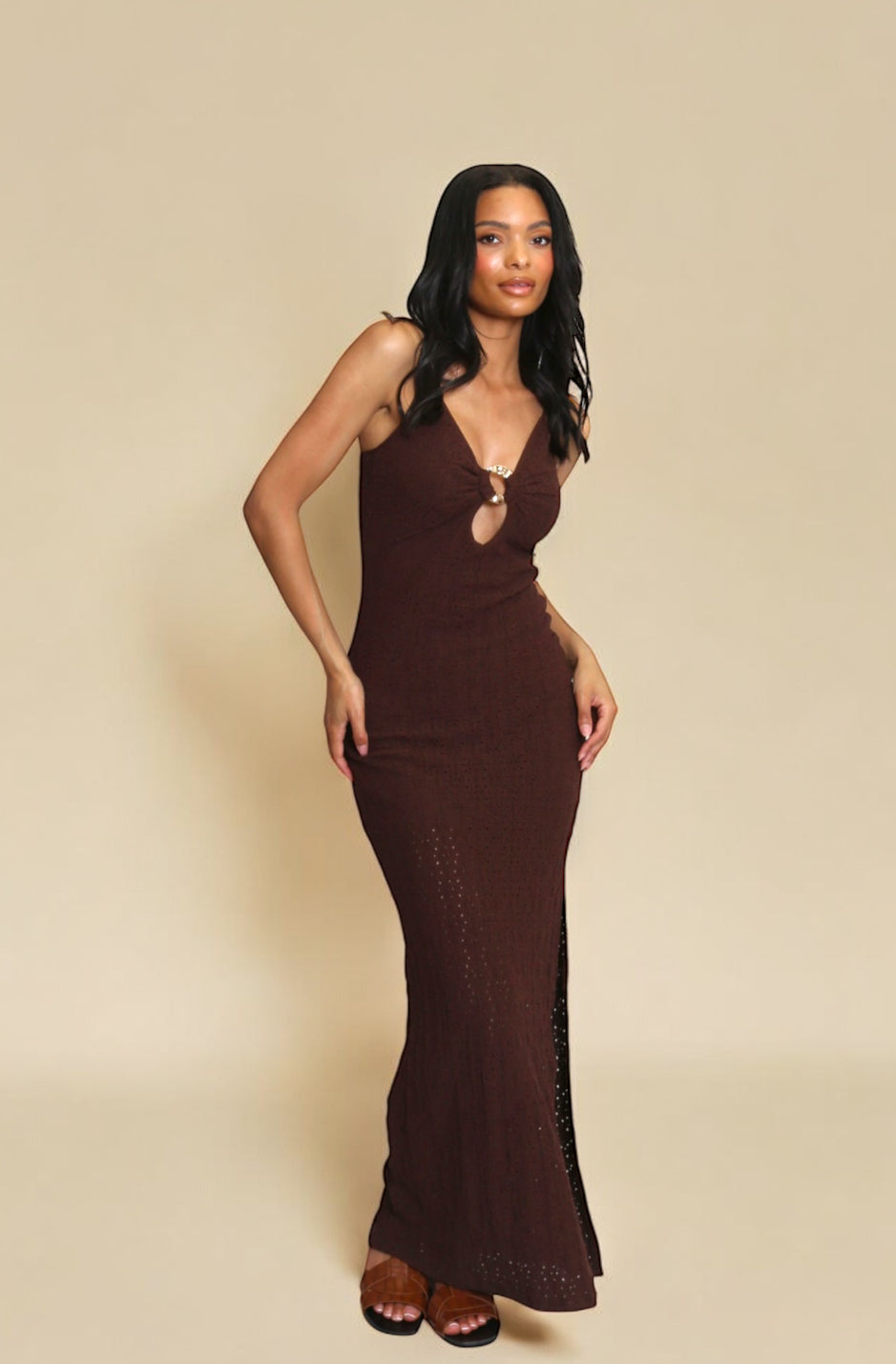 Golden Ring Cut Out Cami Style Dress