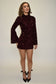 Sequin Long Fluted Sleeve Mini Party Dress - Burgundy