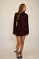 Sequin Long Fluted Sleeve Mini Party Dress - Burgundy