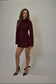 Sequin Long Fluted Sleeve Mini Party Dress - Burgundy