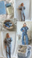 Brooke- Bomber style jacket co ord tracksuit with straight joggers - Powder Blue