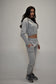 Kimmy- Cinched waist tracksuit with zip up hoodie - Chocolate Brown