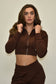Kimmy- Cinched waist tracksuit with zip up hoodie - Chocolate Brown