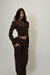 Crucifix Detail Co-Ord Fleece Tracksuit - Chocolate Brown